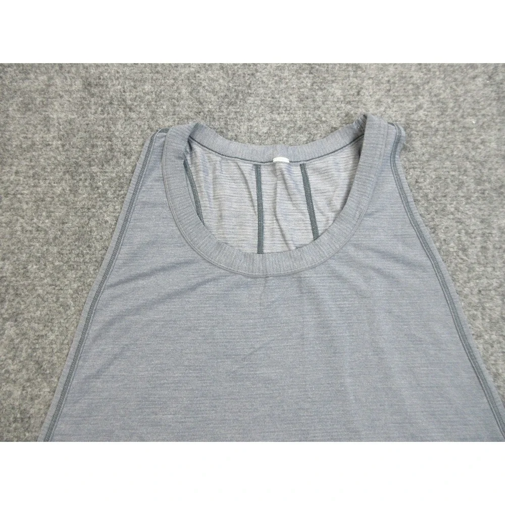 Lululemon Tank Top Womens Medium Gray High Neck Cropped Athletic Gym Relaxed